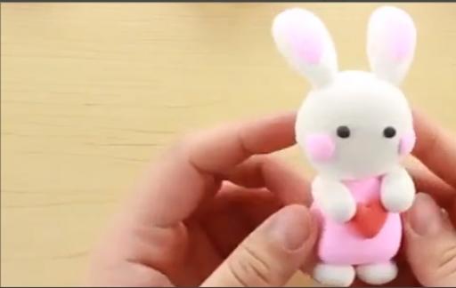 橡皮泥手工兔子