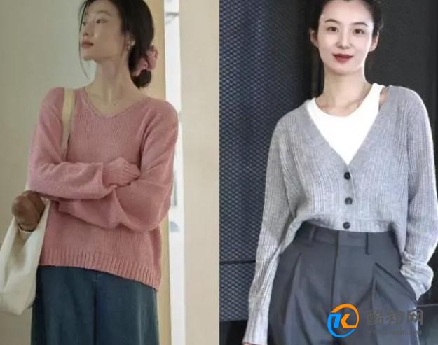 当“针织衫”搭配“阔腿裤”，才发现：梨形身材也能穿出纸片效果