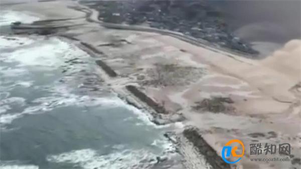 日本震后航拍 地面隆起渔港干涸海岸线裸露约200米