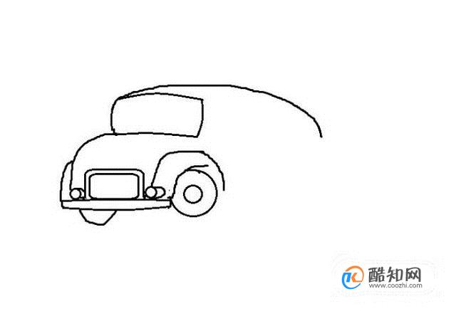 08 之后我们画出一条弧线,画出小汽车的顶部线条,如图所示.