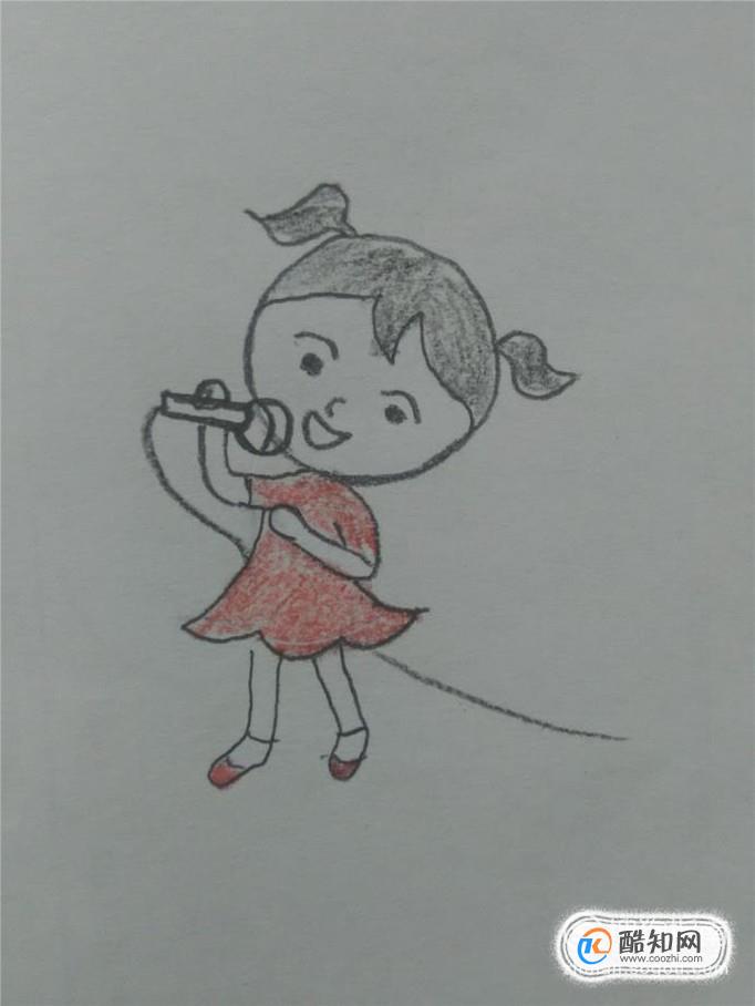 唱歌的小女孩简笔画